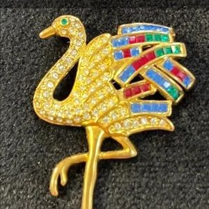 Napier Duchess of Windsor Gold Plated Flamingo Brooch